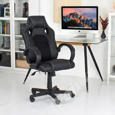 Геймерське ігрове комп'ютерне крісло 4Points FT з тканинною оббивкою для пк розкладне чорне