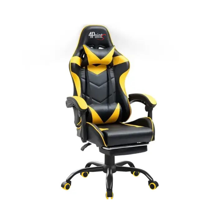 Геймерское компьютерное игровое кресло с подушками 4P® TEMPO с металлической основой подставкой раскладное Желтый