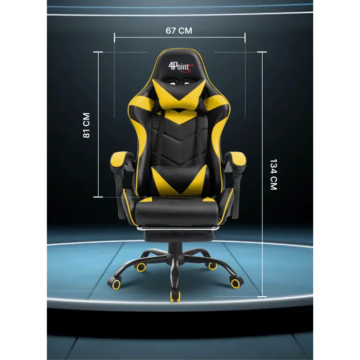 Геймерское компьютерное игровое кресло с подушками 4P® TEMPO с металлической основой подставкой раскладное Желтый