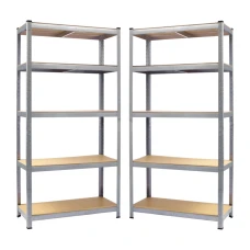 Комплект стелажів 2шт 180х90х30см оцинкований 5 полиць МДФ загальне навантаження до 875 кг для складу гараж