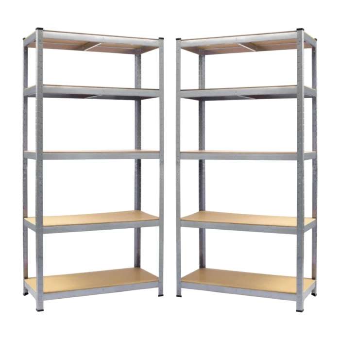 Комплект стелажів 2шт 180х90х30см оцинкований 5 полиць МДФ загальне навантаження до 875 кг для складу гараж