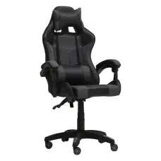 Геймерское игровое компьютерное кресло 4Points GT с вставками из ткани спортивное для пк с подушками раскладное Серо-черное