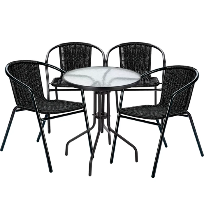 Комплект садовой мебели 4Points Garda-4 круглый стол 60см, Черный