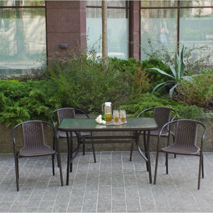 Комплект садових меблів 4Points Siena-4 з прямокутним столом 120x70x70 см, Коричневий