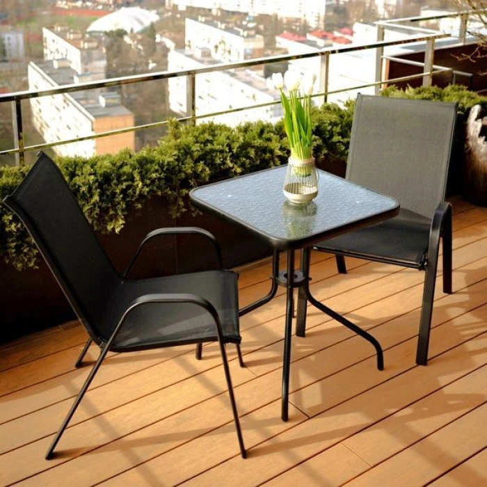 Комплект садовой мебели 4Points Set Grado - 2 с квадратным столом 60х60х70см, Черный