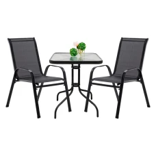 Комплект садовой мебели 4Points Set Grado - 2 с квадратным столом 60х60х70см, Черный