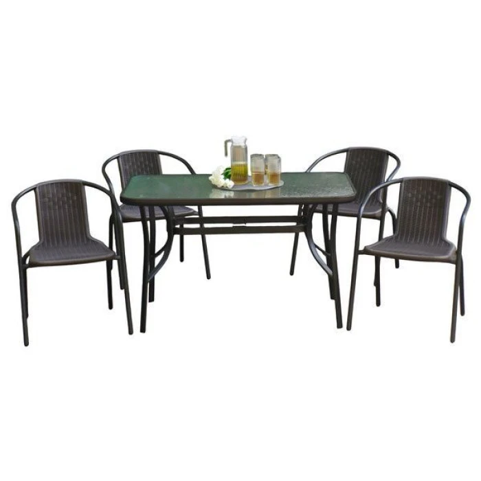 Комплект садових меблів 4Points Siena-4 з прямокутним столом 120x70x70 см, Коричневий