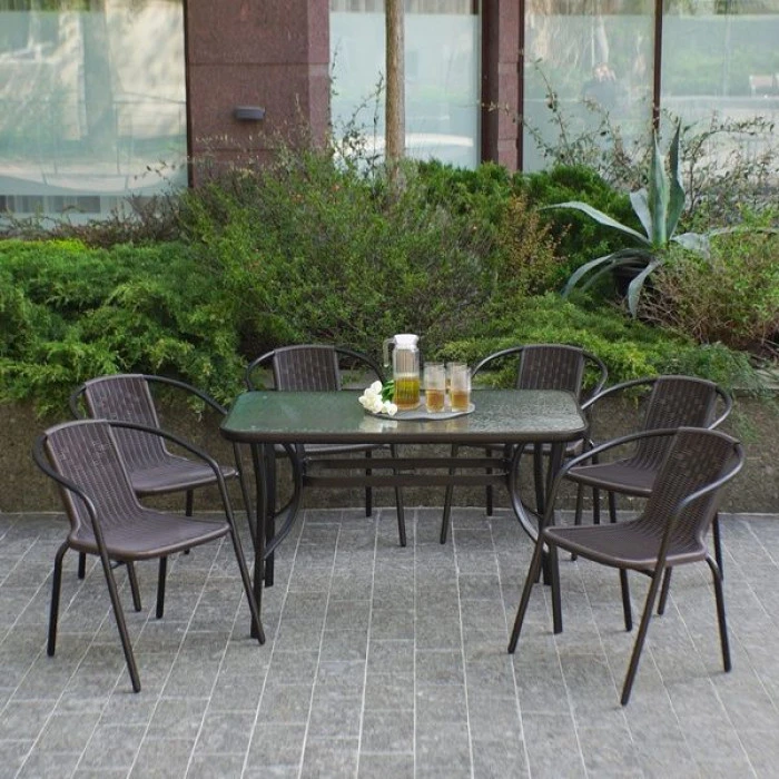 Комплект садових меблів 4Points Siena-6 з прямокутним столом 120x70x70 см, Коричневий
