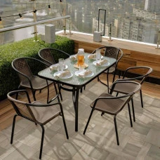 Комплект садовой мебели 4Points Siena-6 с прямоугольным столом 120x70x70 см, Коричневый