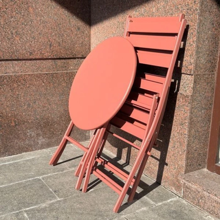 Комплект меблів 4Points Set City-2 столик + 2 стільці зі сталі, Теракотовий