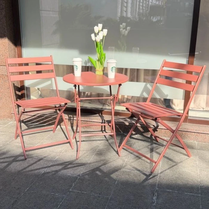 Комплект меблів 4Points Set City-2 столик + 2 стільці зі сталі, Теракотовий