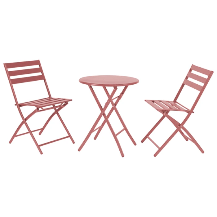 Комплект меблів 4Points Set City-2 столик + 2 стільці зі сталі, Теракотовий