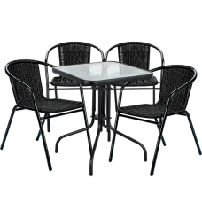 Комплект садовой мебели 4Points Lodi-4 с квадратным столом 60х60х70см, Черный