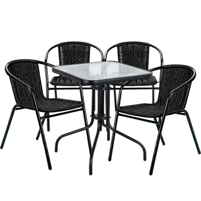 Комплект садовой мебели 4Points Lodi-4 с квадратным столом 60х60х70см, Черный