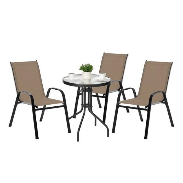 Комплект садових меблів 4Points Udine-3 з круглим столом 60см, Коричневий