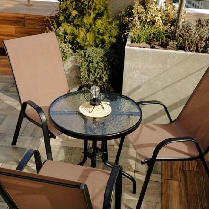 Комплект садових меблів 4Points Udine-3 з круглим столом 60см, Коричневий