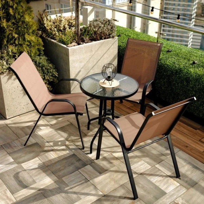 Комплект садових меблів 4Points Udine-3 з круглим столом 60см, Коричневий