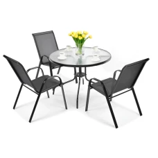 Комплект садових меблів 4Points ARTE-3 круглий стіл 80см, Чорний