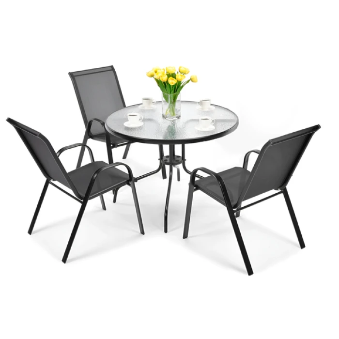 Комплект садових меблів 4Points ARTE-3 круглий стіл 80см, Чорний