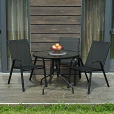 Комплект садових меблів 4Points ARTE-3 круглий стіл 80см, Чорний