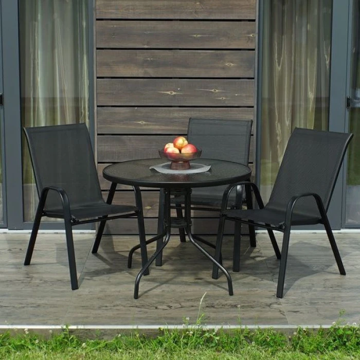 Комплект садових меблів 4Points ARTE-3 круглий стіл 80см, Чорний