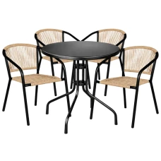 Комплект садових меблів 4Points Orio-4 круглий стіл ?60см сталевий, Коричневий