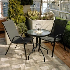 Комплект садових меблів 4Points Udine - 2 з круглим столом 60см, Чорний