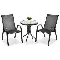 Комплект садових меблів 4Points Udine - 2 з круглим столом 60см, Чорний