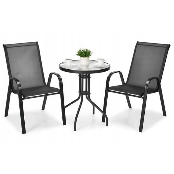 Комплект садових меблів 4Points Udine - 2 з круглим столом 60см, Чорний