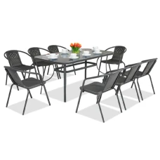 Комплект садовой мебели 4Points Ravello-8 с прямоугольным столом 140x80x70 см, Черный