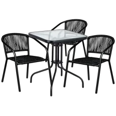 Комплект садовой мебели 4Points Riva-3 с квадратным столом 60х60х70см, Черный