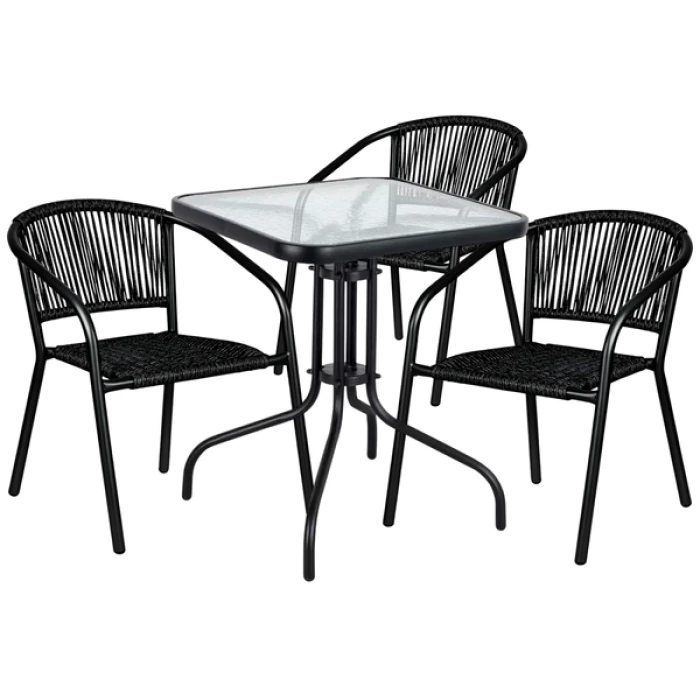 Комплект садовой мебели 4Points Riva-3 с квадратным столом 60х60х70см, Черный