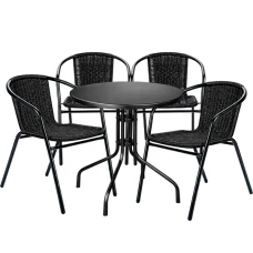 Комплект садовой мебели 4Points Nemi-4 круглый стол 60см стальной, Черный