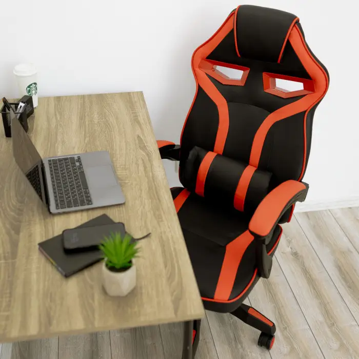 Геймерское игровое кресло компьютерное 4Points NT спортивное для пк с подушками раскладное красное