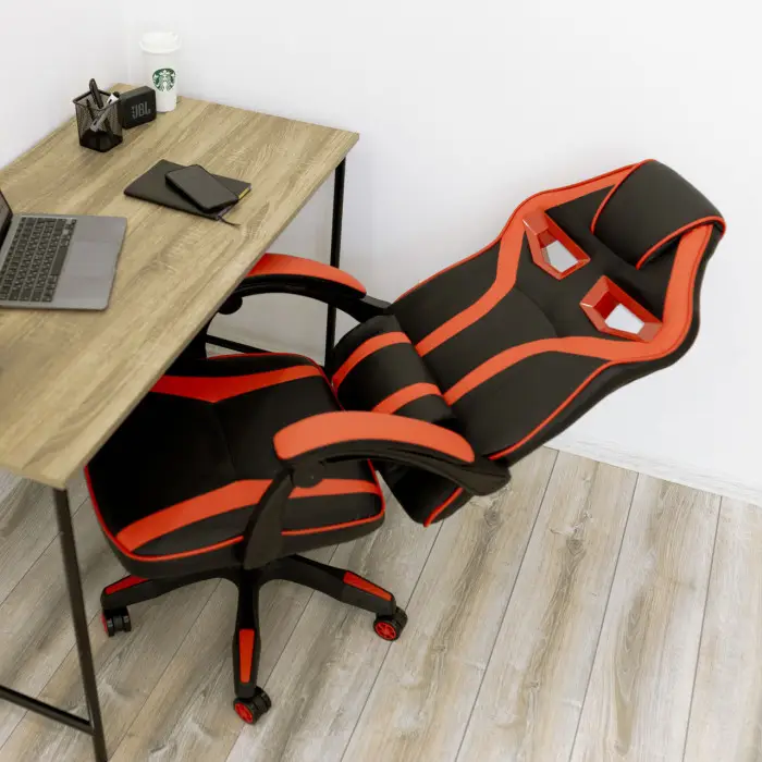 Геймерское игровое кресло компьютерное 4Points NT спортивное для пк с подушками раскладное красное