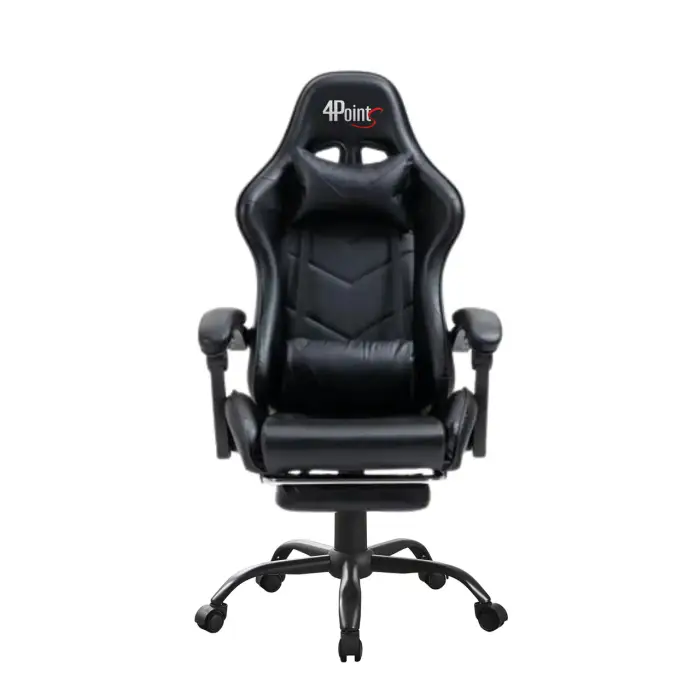Геймерское компьютерное игровое кресло с подушками 4P® TEMPO с металлической основой подставкой раскладное Черный