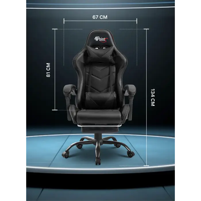 Геймерское компьютерное игровое кресло с подушками 4P® TEMPO с металлической основой подставкой раскладное Черный