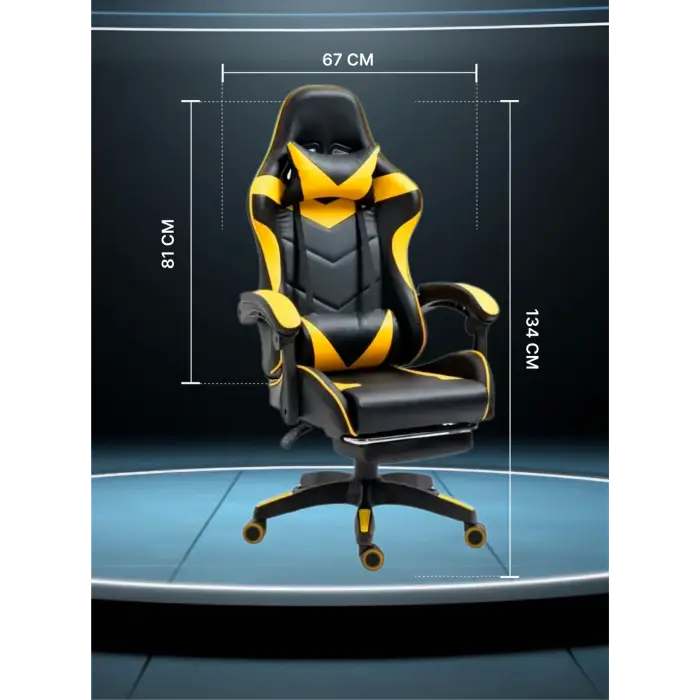 Геймерське ігрове крісло комп'ютерне 4Points GT з підставкою для ніг з подушками розкладне жовте
