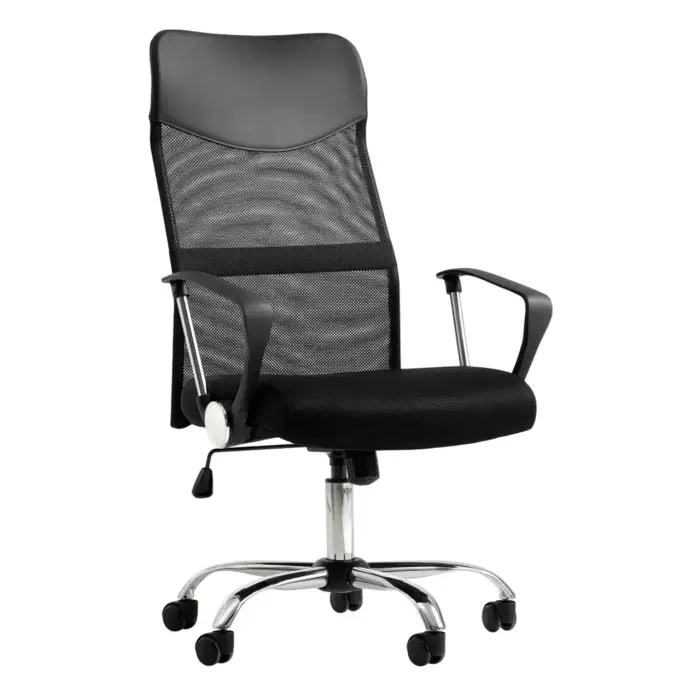 Кресло компьютерное 4Points Prestige стул офисный из экокожи сетки ткани хромированная основа для работы офиса дома Черный