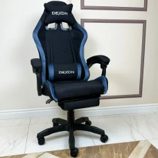 Геймерське ігрове крісло комп'ютерне DEXON ONYX з підставкою для ніг з тканини та велюру спортивне для пк розкладне Lagoon
