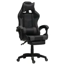 Геймерське ігрове крісло комп'ютерне 4Points GT з підставкою для ніг з вставками з тканини спортивне для пк розкладне Сіро-чорне