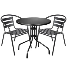 Комплект садових меблів 4Points Trento-2 круглий стіл ?60см з металу, Чорний