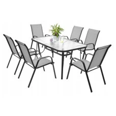 Комплект садовой мебели 4Points Udine - 6 с прямоугольным столом 120х70х70см, Серый