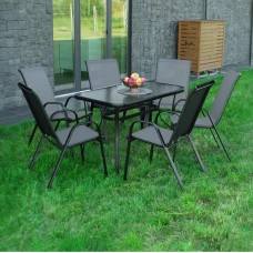 Комплект садовой мебели 4Points Udine - 6 с прямоугольным столом 120х70х70см, Серый