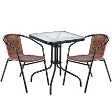 Комплект садових меблів 4Points Lodi-2 з квадратним столом 60х60х70см, Коричневий