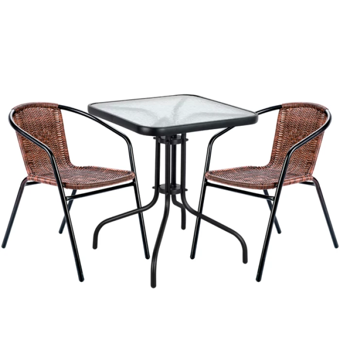 Комплект садових меблів 4Points Lodi-2 з квадратним столом 60х60х70см, Коричневий