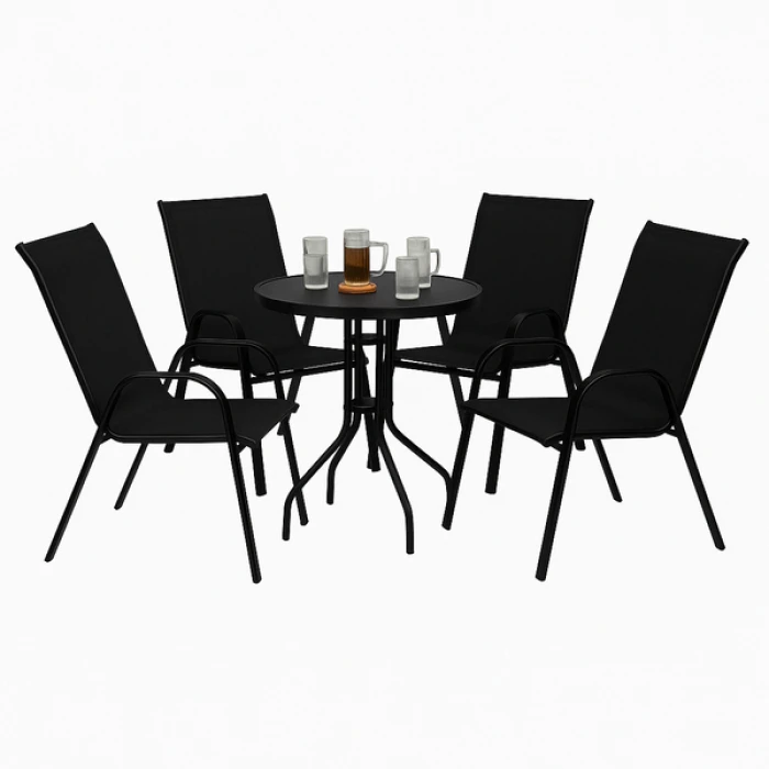 Комплект садовой мебели 4Points Como-4 с круглым столом черный