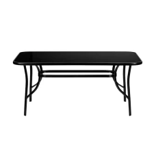 Стол садовый 4Points Siena прямоугольный 120х70х70 см, черное закаленное стекло/черный каркас