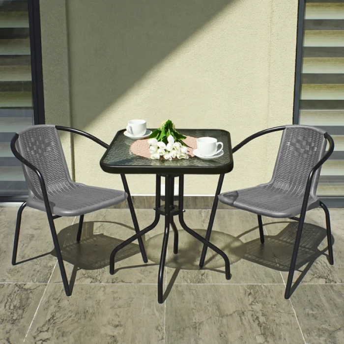 Комплект садових меблів 4Points Monza-2 з квадратним столом 60х60х70см, Сірий