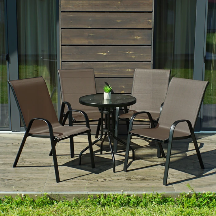 Комплект садових меблів 4Points Udine-4 з круглим столом 60см, Коричневий